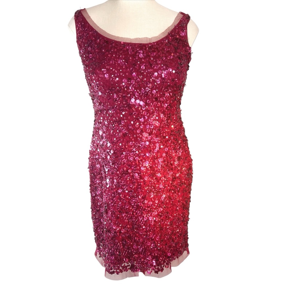 Aidan Mattox Burgundy Sequin‎ Tank Dress Sz 2 Cocktail Engagement Graduation EUC